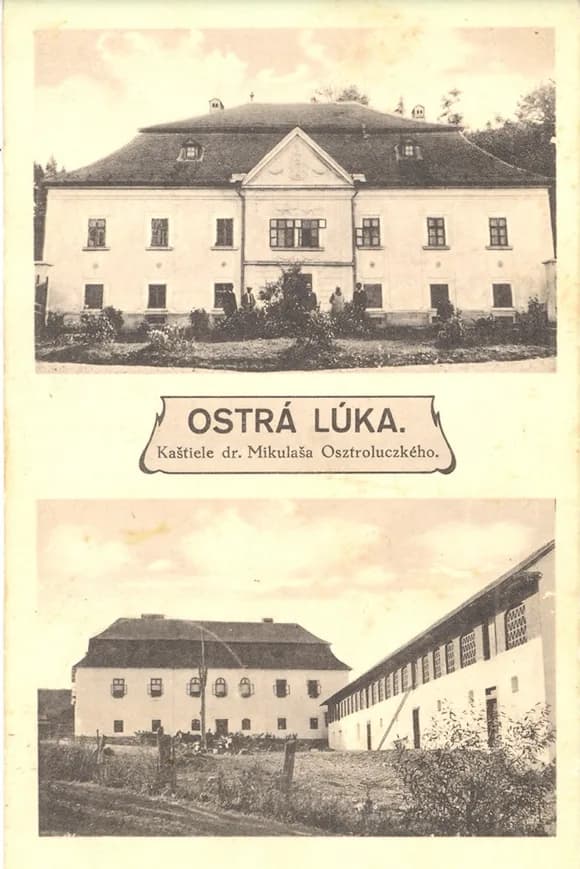 Pohľadnica obce Ostrá Lúka z roku 1939