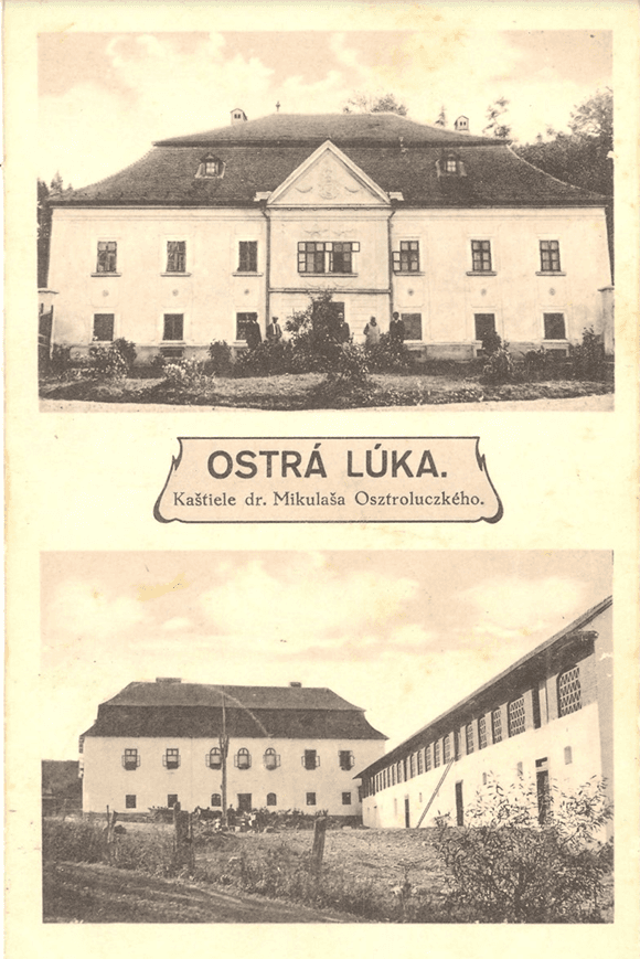 Dobová pohľadnica obce Ostrá Lúka